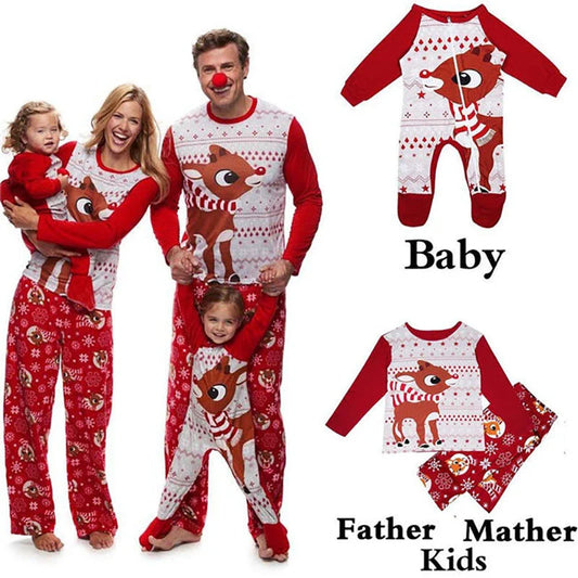 Family Christmas Matching Pyjamas in Festive Fox Design - Cosy cotton sleepwear for the whole clan