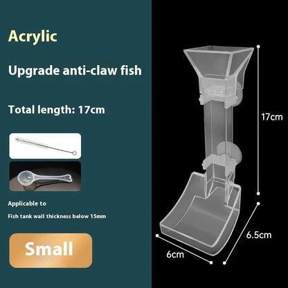 Aquarium feeding dish set with three tube lengths, cleaning brushes and feed spoons