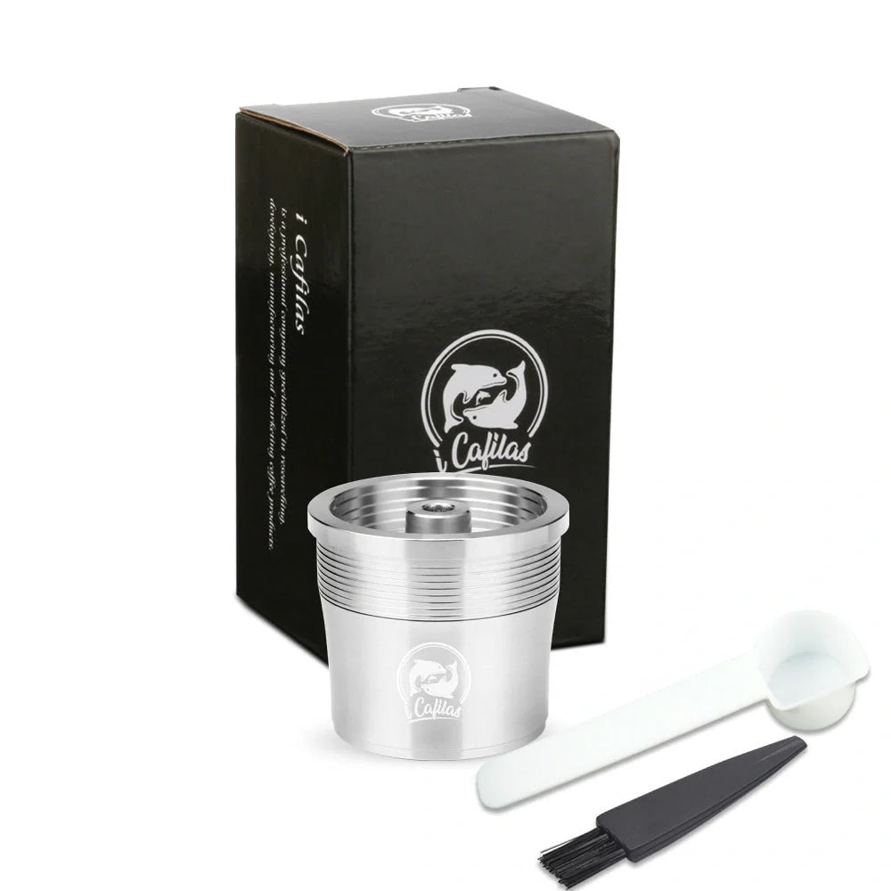 Stainless steel reusable Nespresso coffee capsule with refillable filter