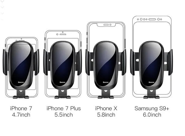 Universal smart car phone bracket with adjustable arm and 360-degree rotation in black, blue, and silvery colours.