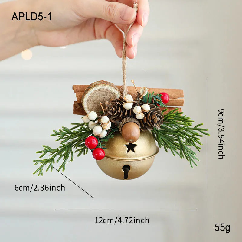 Wrought iron decorative pendant with antlers, pine cone, bowknot, and a small bell in a choice of colours.