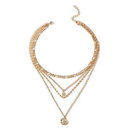 Layered gold coin necklace with delicate chain, chic and durable jewelry gift for women