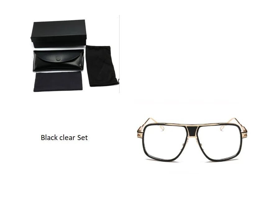 Men's square UV400 sunglasses with 59mm lens width, plastic and metal frame, goggle style