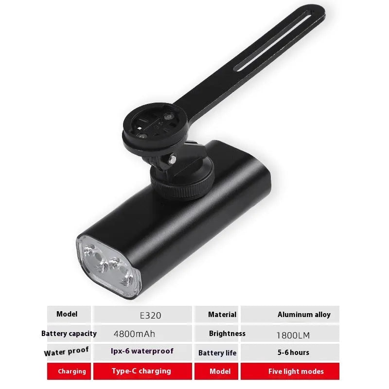 USB rechargeable bicycle headlight and taillight set with mounting bracket for night cycling safety