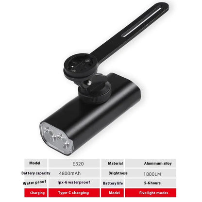 USB rechargeable bicycle headlight and taillight set with mounting bracket for night cycling safety