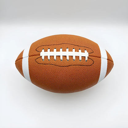 Children's American football size 9 PU training ball in maroon or brown for sports and other ball games.
