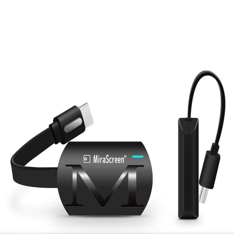 Black USB HDMI dongle for streaming video to TV at 1080p resolution.