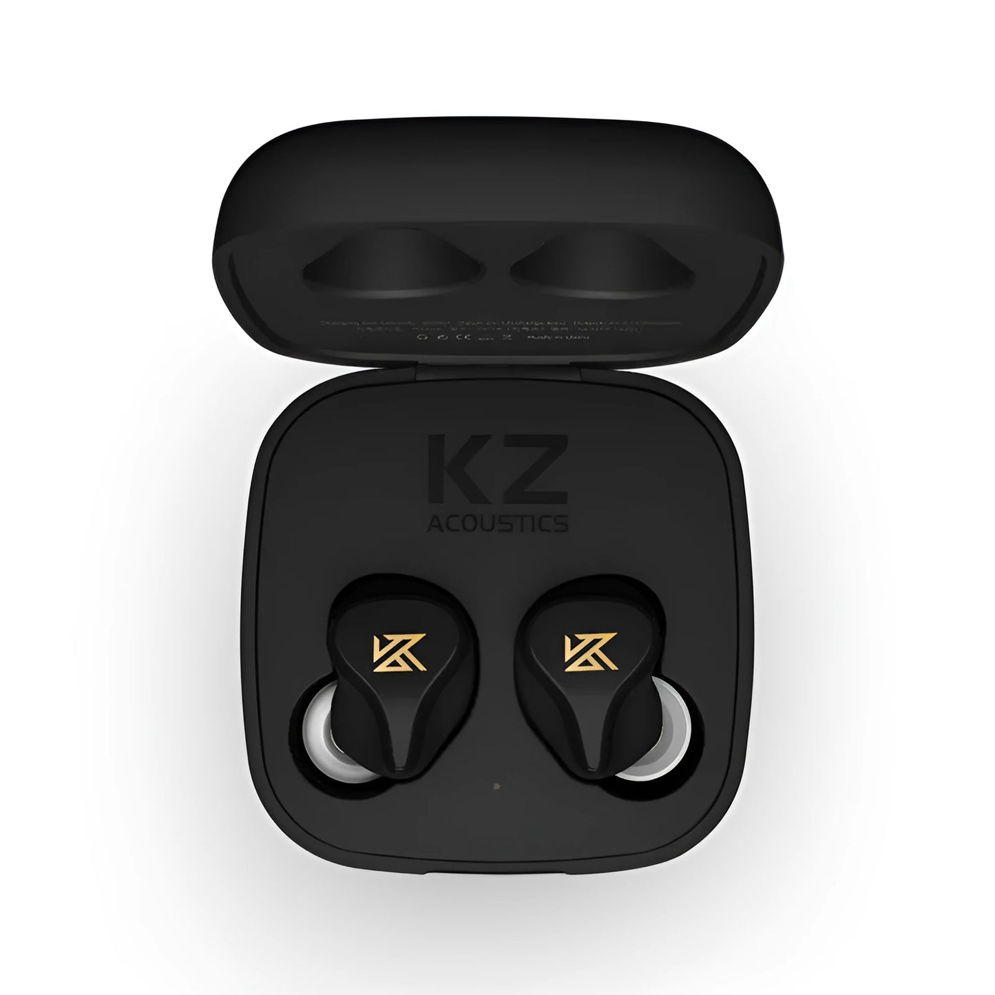 Z1 black and green true wireless Bluetooth in-ear headphones showing separate earpieces