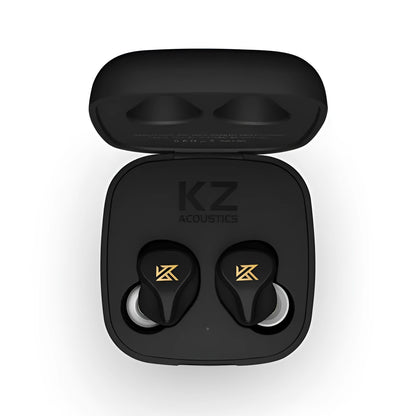 Z1 black and green true wireless Bluetooth in-ear headphones showing separate earpieces