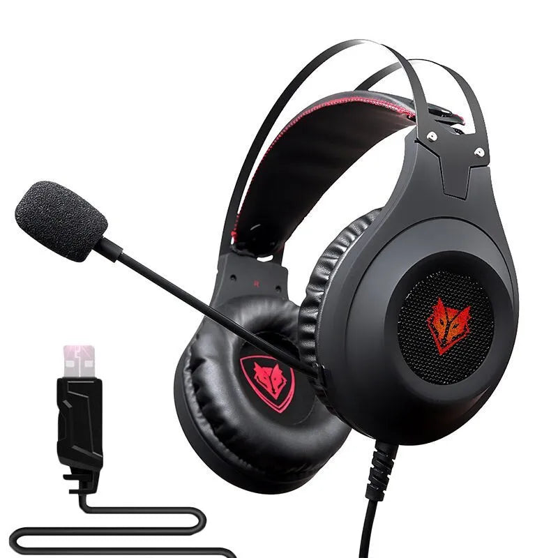 NUBWO N2 black and silver over-ear gaming headset with microphone and volume control.