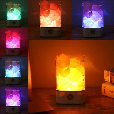 Himalayan Salt Lamp with Adjustable Color Changing LED Lighting for Air Purification and Relaxing Ambiance
