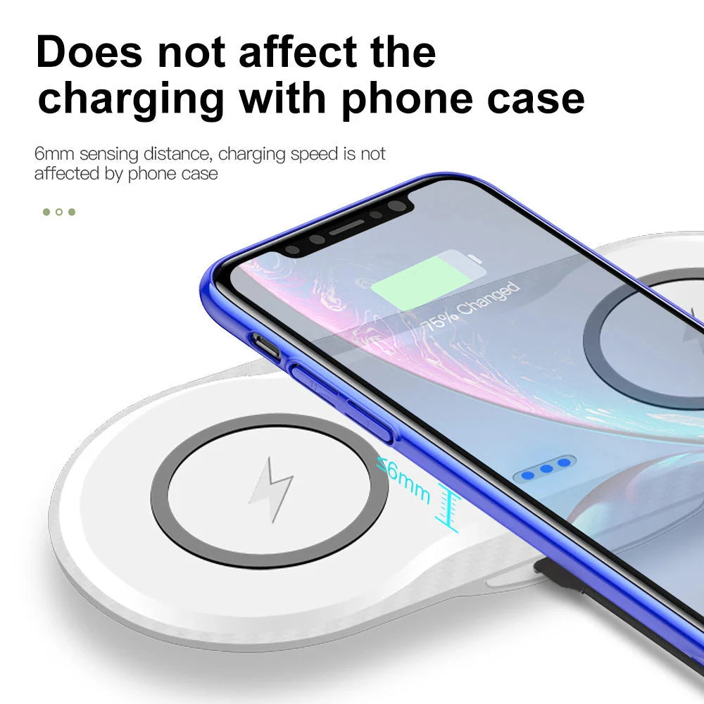 Dual wireless charger for mobile phones with intelligent temperature control