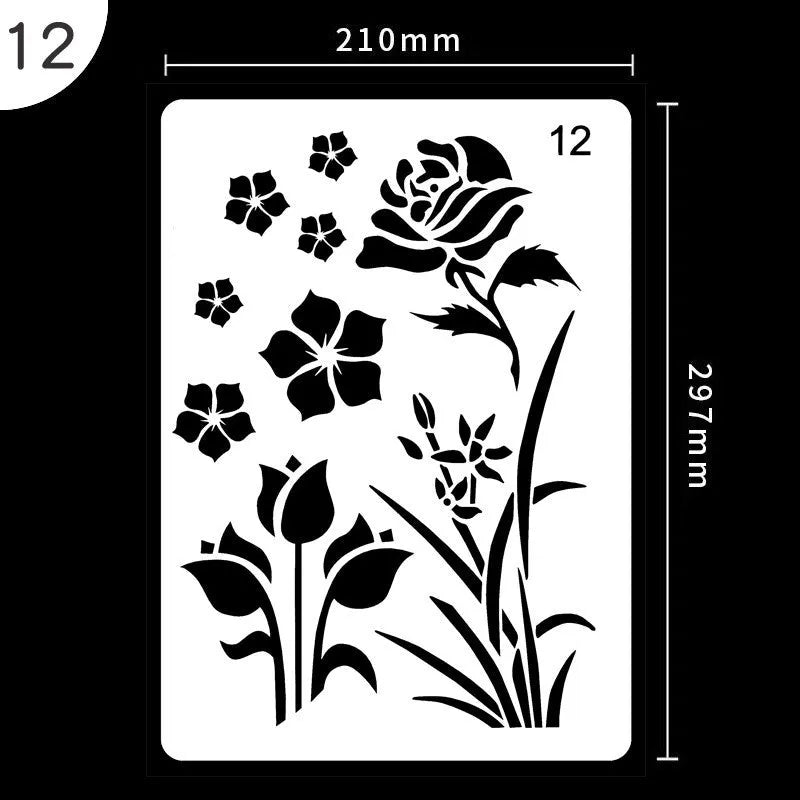 White plastic drawing stencil set with geometric cut-out patterns including hearts and stars