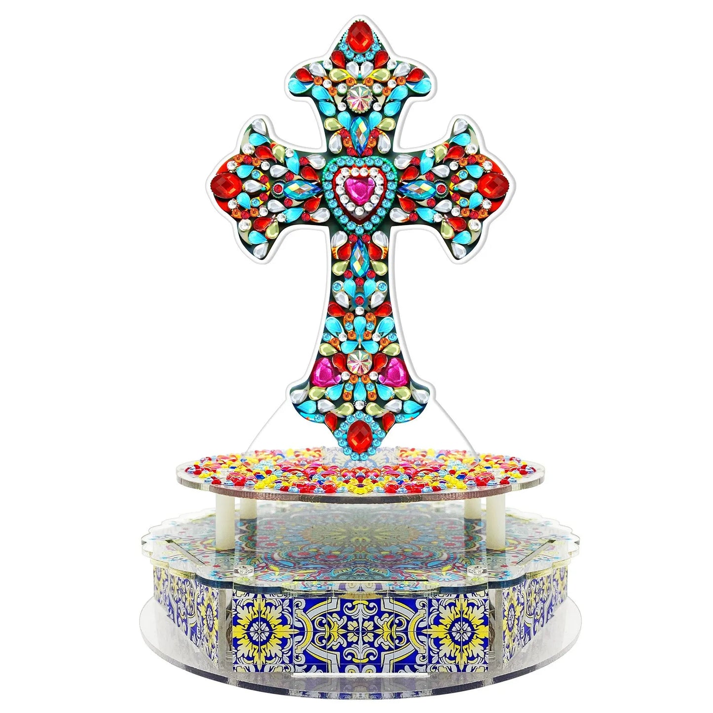 Handmade DIY diamond painting music box kit with light string and assembly tools for Halloween and Easter decoration