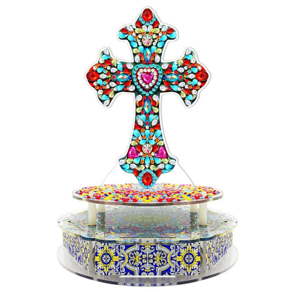 Handmade DIY diamond painting music box kit with light string and assembly tools for Halloween and Easter decoration