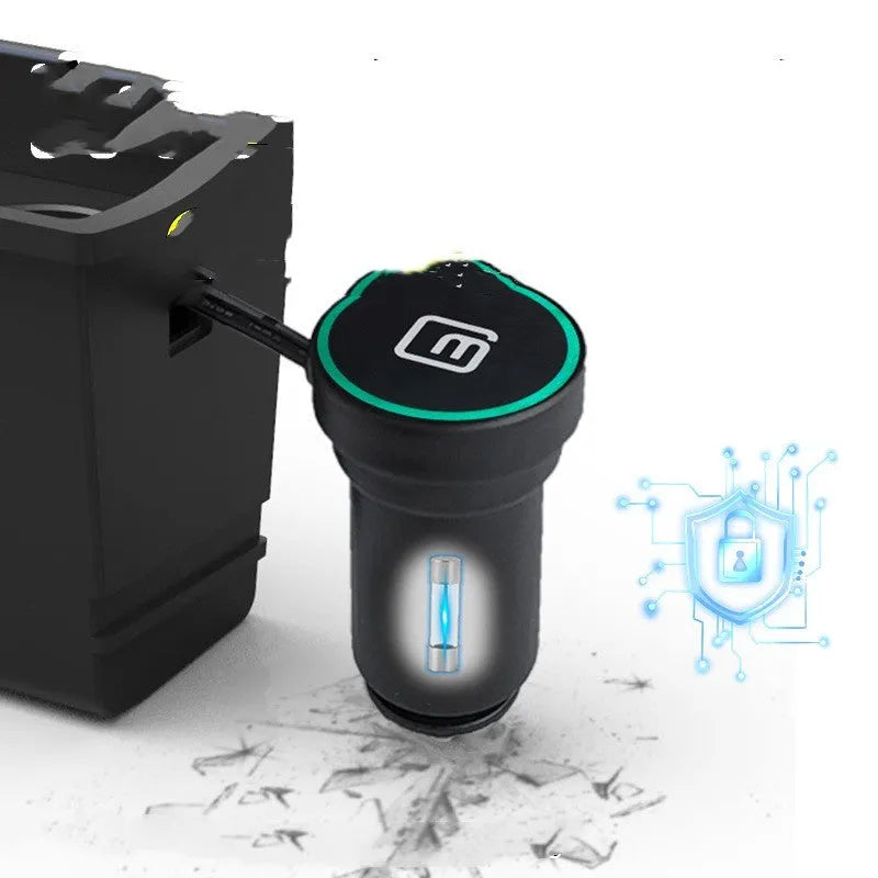 QC3.0 fast car charger adapter for 12V socket with Android and Apple style options.