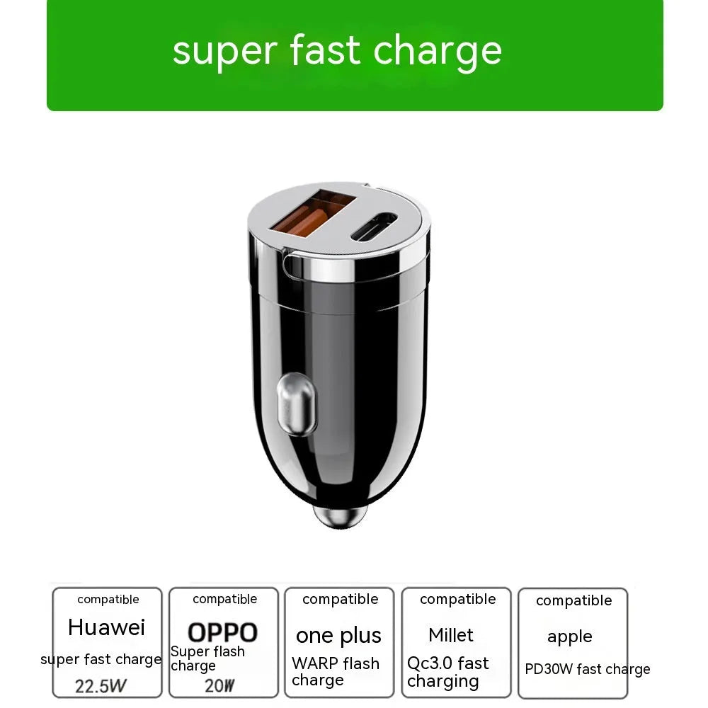 Black 200W car charger with zinc alloy housing and USB port for vehicle charging