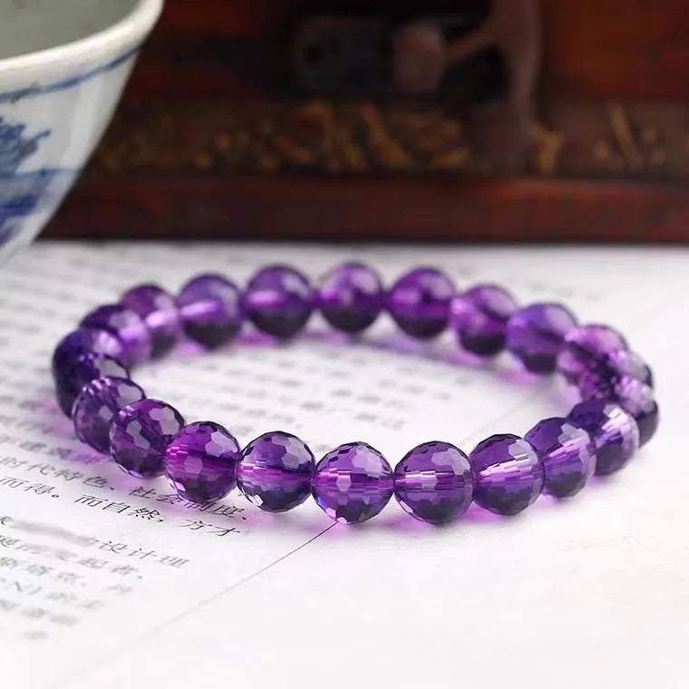 128-facet ametrine bracelet with crystal beads in three colour variations and multiple diameter options