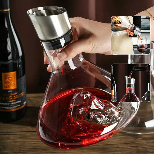 Elegant lead-free crystal glass wine decanter with iceberg-inspired design, enhancing the flavor and aroma of your favorite wines