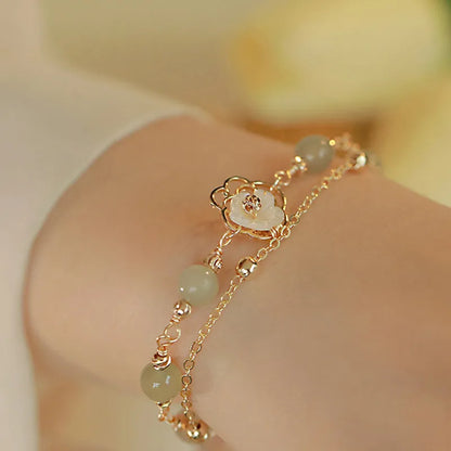 Yellow gold electroplated copper butterfly bracelet with geometric shapes for women