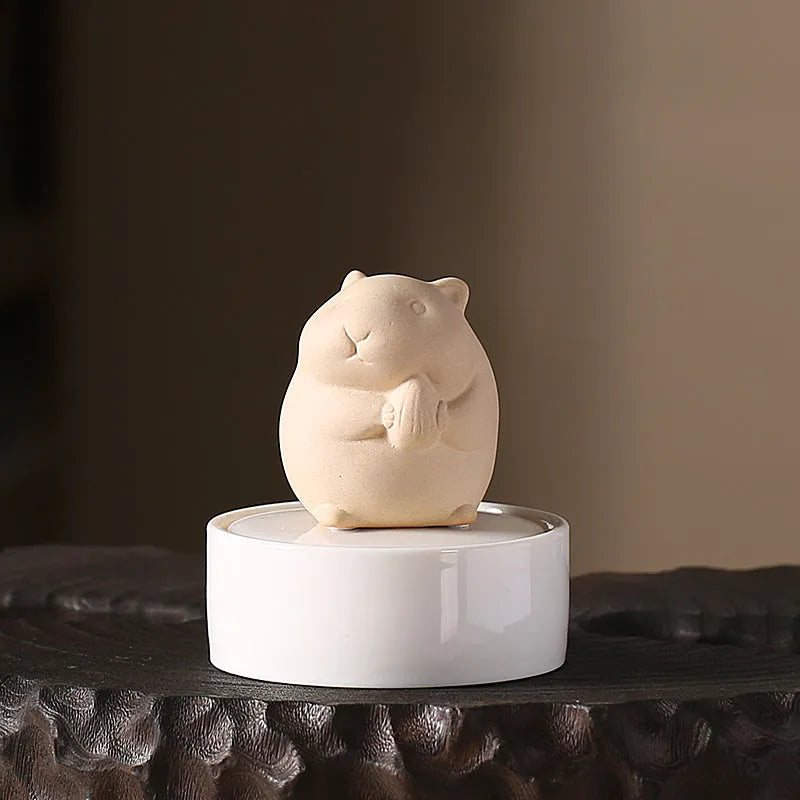 Ceramic hamster memorial urn with sealing glue for pet ashes in decorative styles