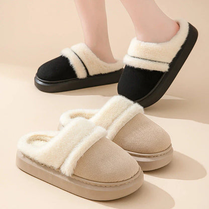 Cozy cotton slippers for women with plush lining, non-slip sole, and cartoon-inspired patterns in various colors