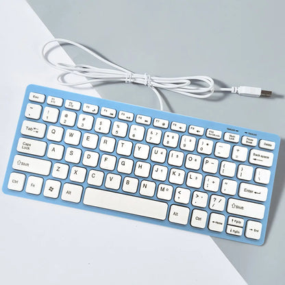 USB wired mini keyboard in four colour options showing compact 280mm design