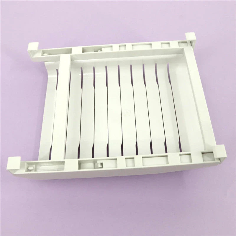 Versatile refrigerator organizer with adjustable telescopic design to neatly store and organize ziplock bags, freeing up space in the fridge