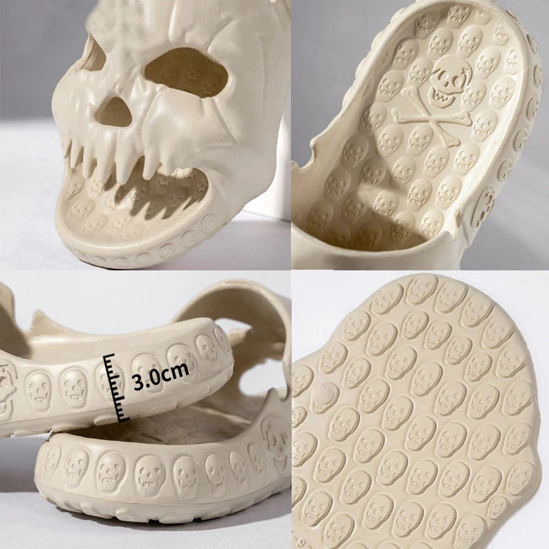 Stylish skull-themed slippers with a variety of color options for comfortable, versatile wear