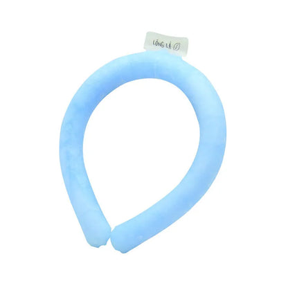 PVC fabric hanging ice cooling neck ring in blue colour for outdoor sports heatstroke prevention.