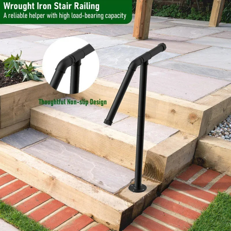 Black metal minimalist American household ladder support bracket.