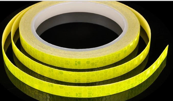 Reflective and luminous safety stickers for bicycles, cars, and motorcycles in multiple colours