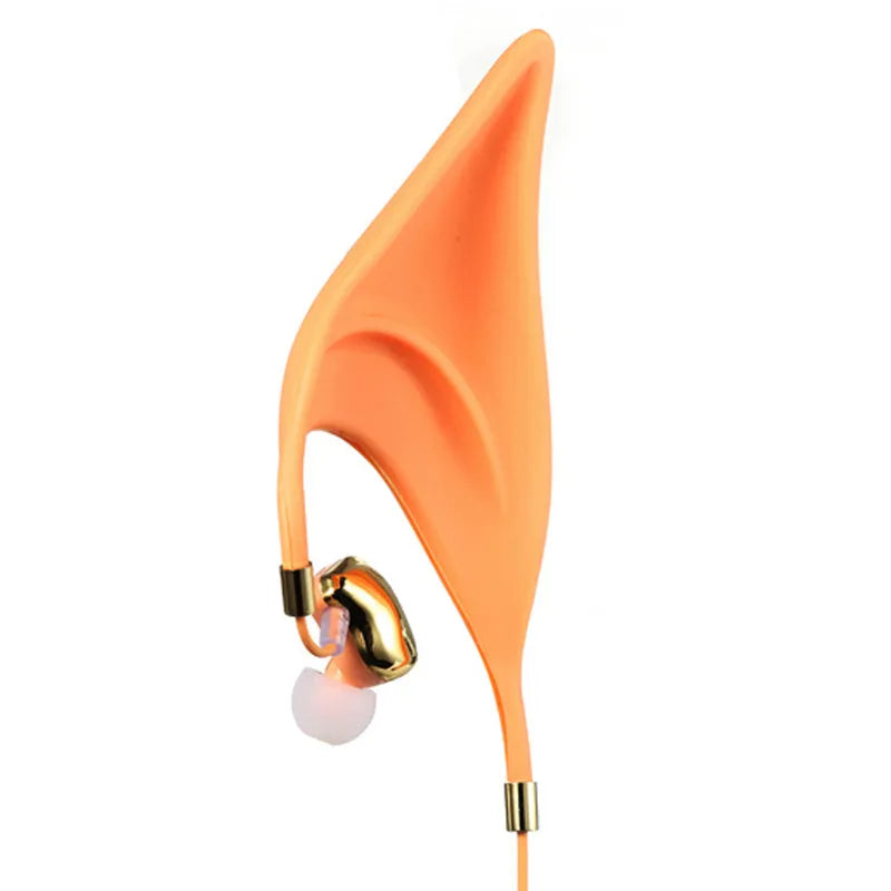 Cartoon elf ear wired headphones with 3.5mm audio plug and microphone for cosplay and gaming