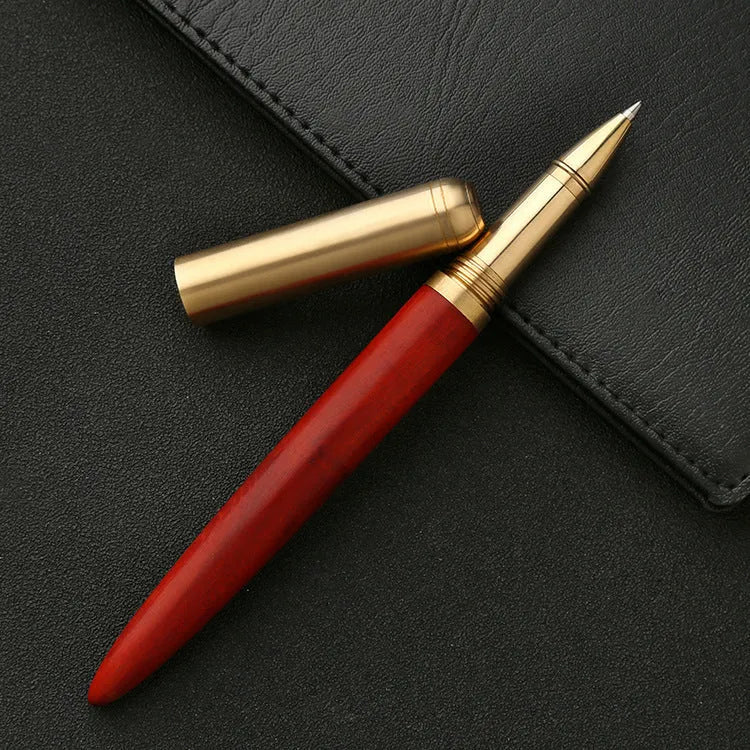 Brass sandalwood signature pen business creative gift solid wood metal pen with 14cm length and 1.3cm width available in ebony rosewood sandalwood tiger skin wood and wingwood colours for gifting and professional use