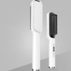 Salon-quality hair straightening brush with ceramic heating plates for smooth, frizz-free hair styling