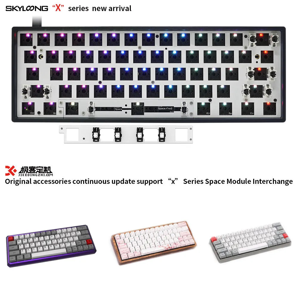 Dual-mode mechanical keyboard kit with 1900 mAh battery, RGB backlight, hot-swappable PCB, ABS case, 60% layout