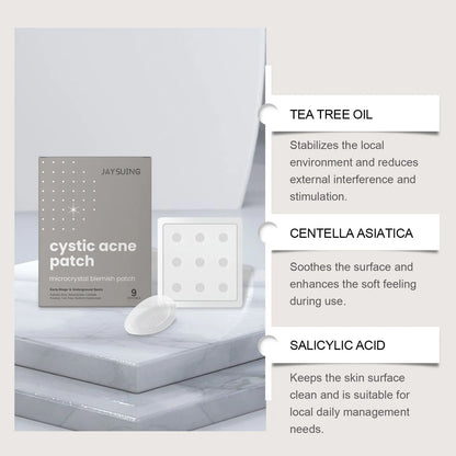 Pack of 9 microneedle acne patches with tea tree oil and Centella asiatica ingredients