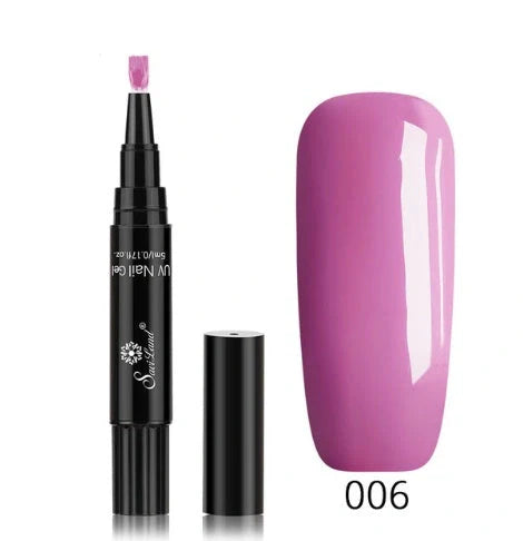 3-in-1 Gel Nail Varnish Pen with Glitter for One-Step Nail Art