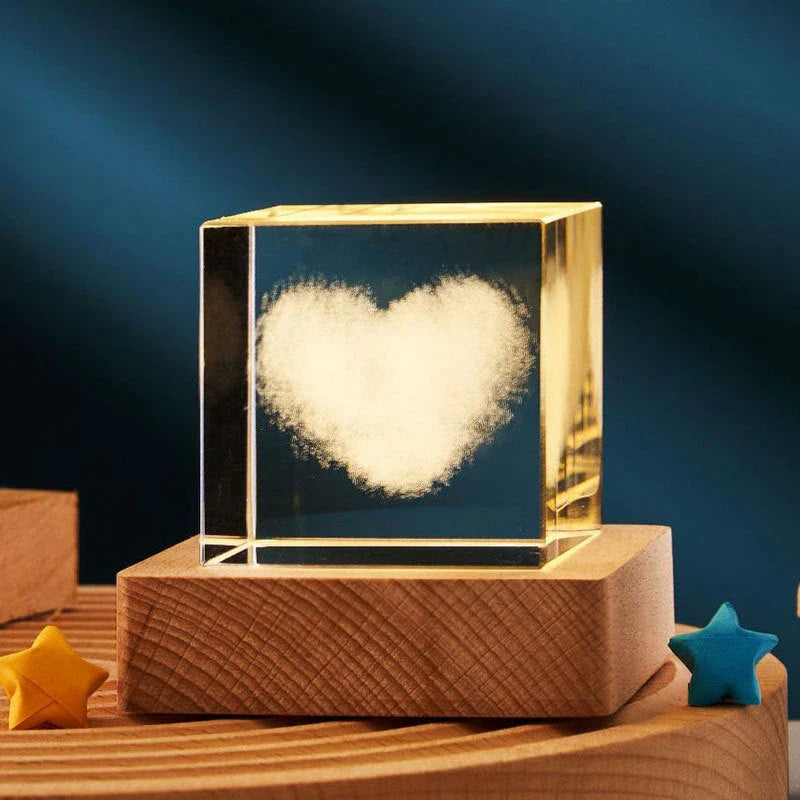Mesmerizing Crystal Cube Lamp with various lighting options for a warm, inviting atmosphere in any room