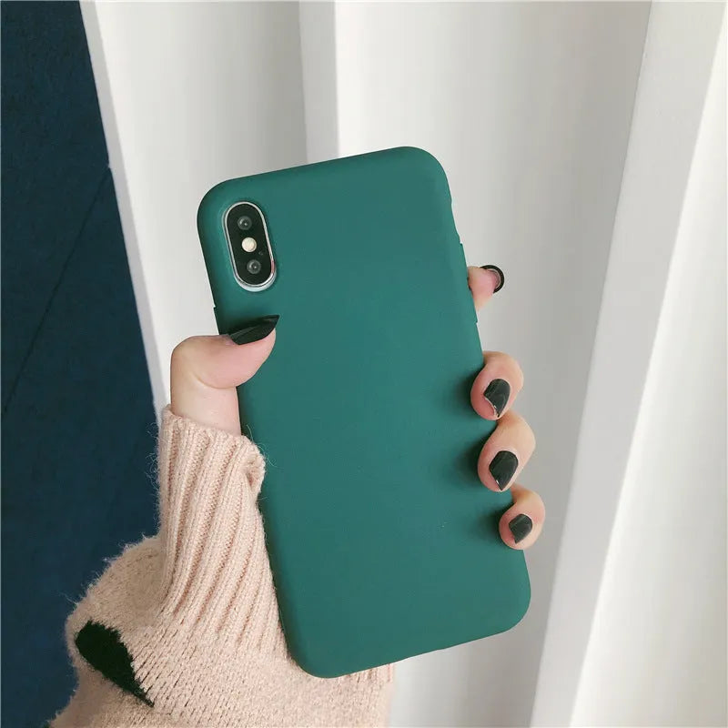 Silicone phone case for iPhone XR and XS Max in a selection of eight colours on a white background