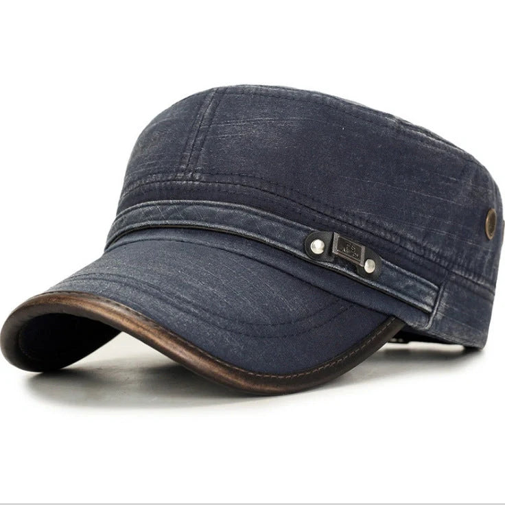 Men's stylish cotton flat cap with adjustable fit and sun protection