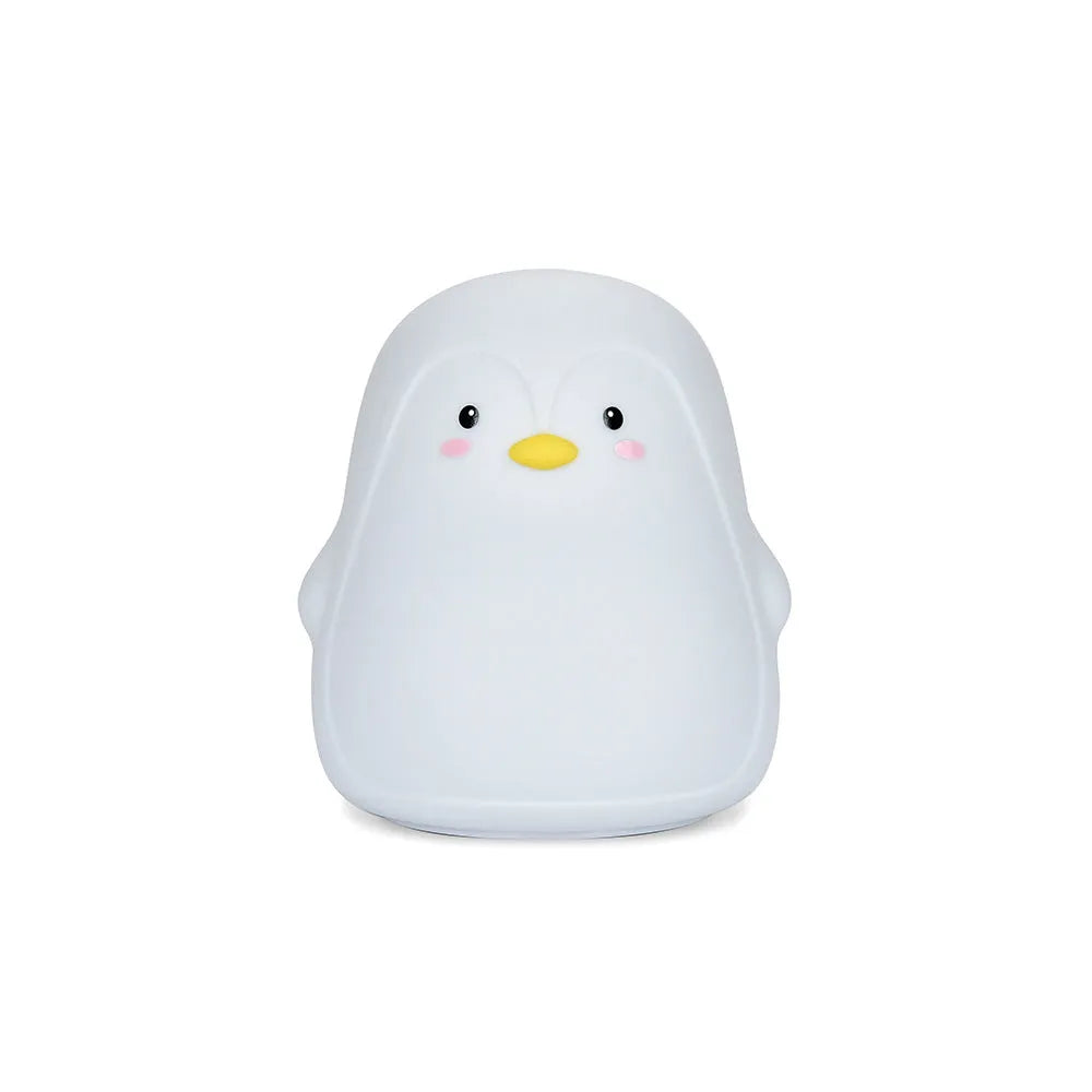 Penguin-shaped USB rechargeable night light with soft white glow