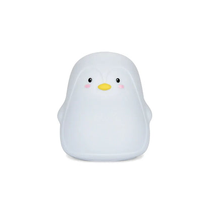 Penguin-shaped USB rechargeable night light with soft white glow