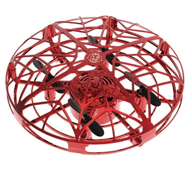 Futuristic mini drone helicopter with UFO-inspired design, automatic obstacle detection, and intuitive controls