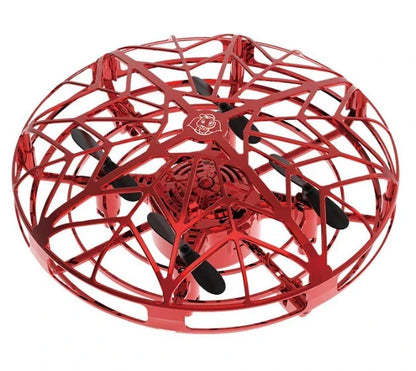 Futuristic mini drone helicopter with UFO-inspired design, automatic obstacle detection, and intuitive controls