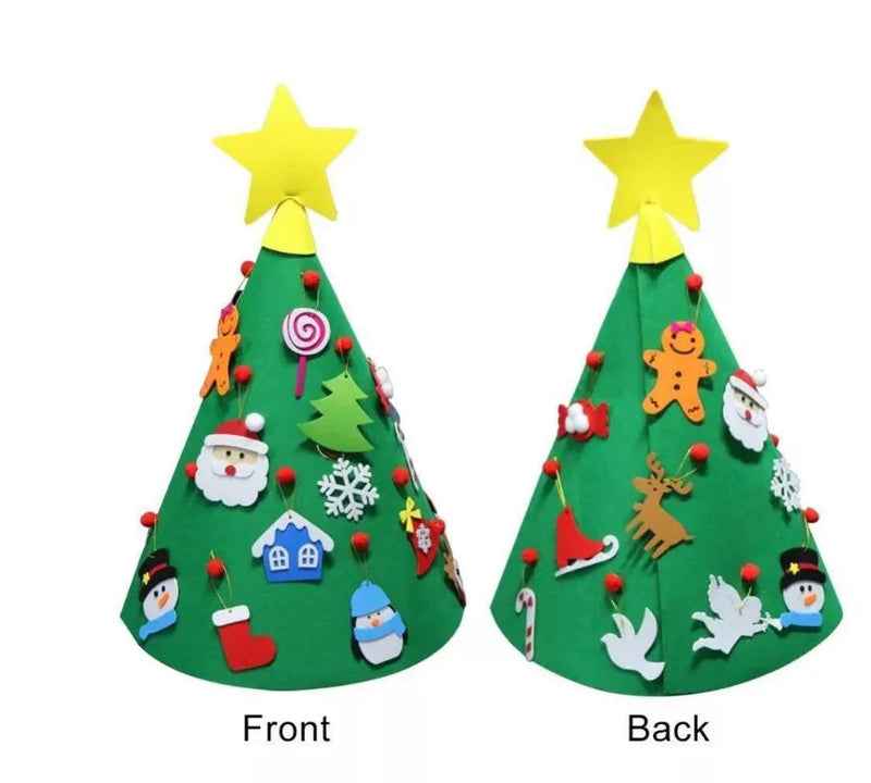 Felt Christmas tree ornament three-dimensional DIY children's craft puzzle handmade Christmas pendant, 50x60cm felt material for creative play, decorative Xmas home gift for kids boys to build and hang