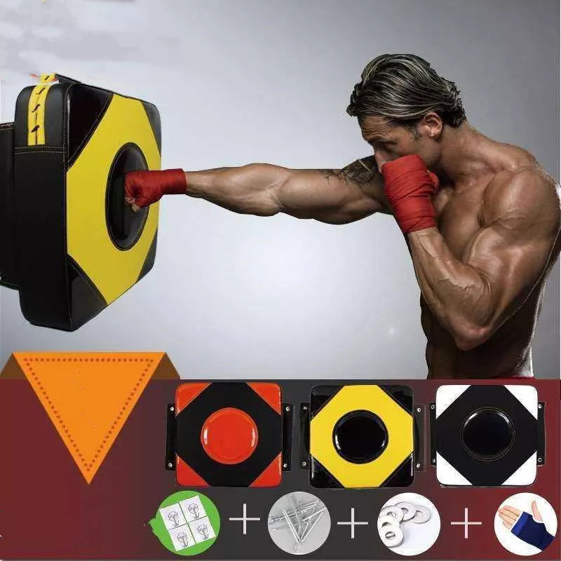 Wall hanging Thai boxing sandbag in black or orange, dimensions 30x30x10cm