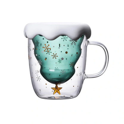 3D double-layer panda cup with skull design for wine, featuring inner Christmas tree pattern