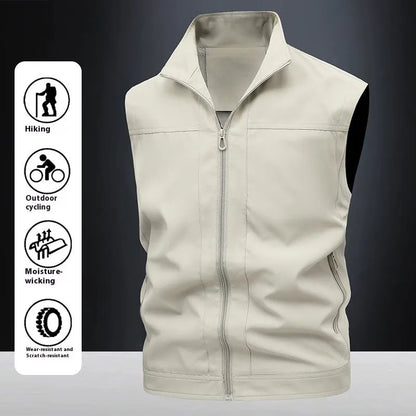Men's stand-up collar casual shirt in army green colour with loose fit styling for workwear and leisure