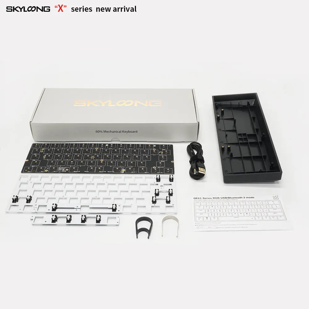 Dual-mode mechanical keyboard kit with 1900 mAh battery, RGB backlight, hot-swappable PCB, ABS case, 60% layout